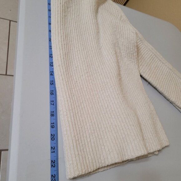 Free‎ People Neutral Chunky Ribbed Knit Fold Over Cowl Neck Button Sweater XS - Picture 8 of 8